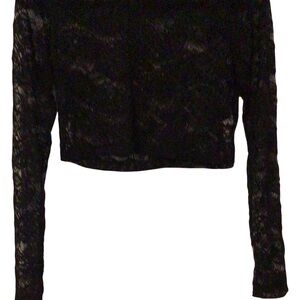 Elegant Black Lace Long Sleeve Top Size L
